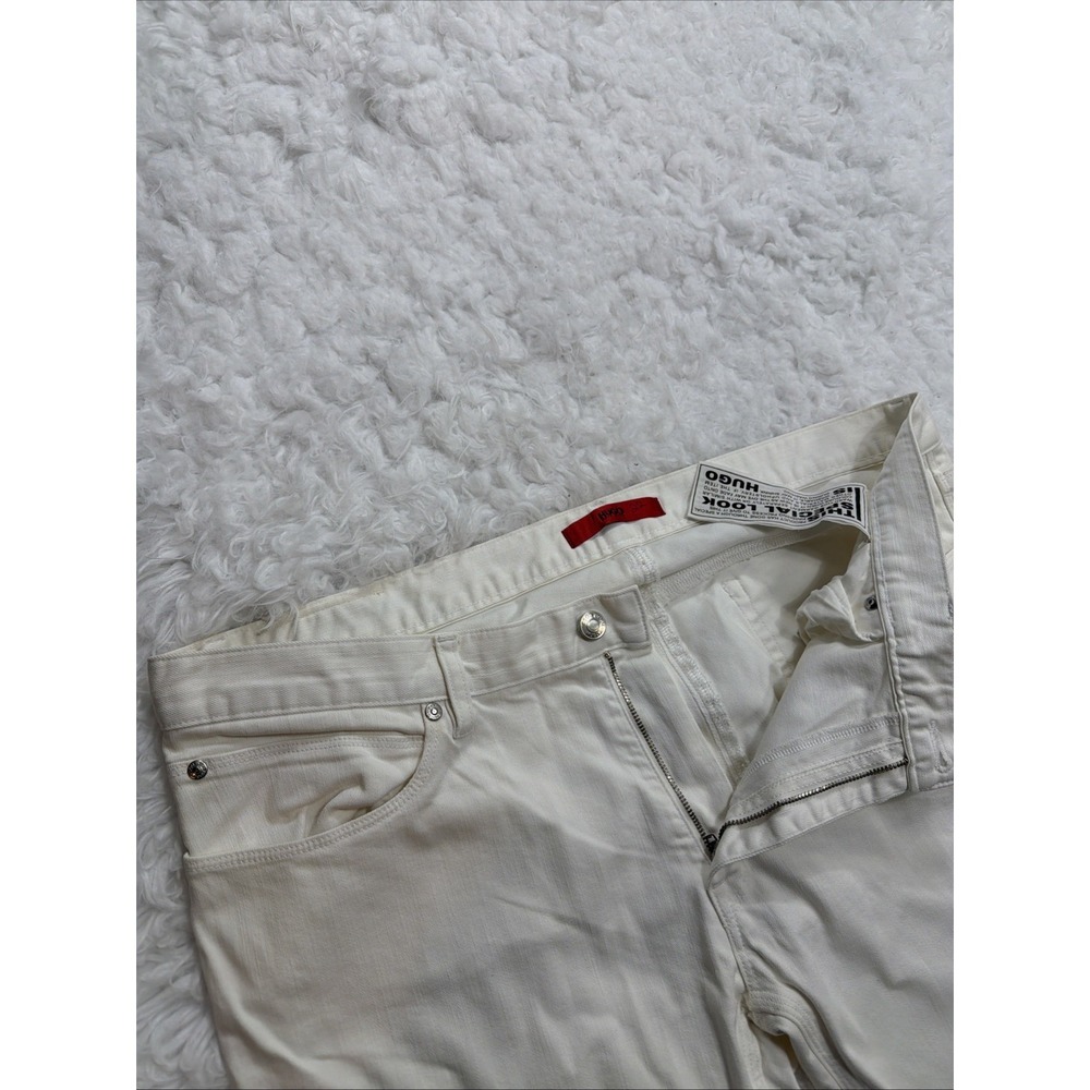 Hugo Boss Mens White Ivory Denim Jeans Size 38 Tall 38x35‎ Preppy Summer Stretch
